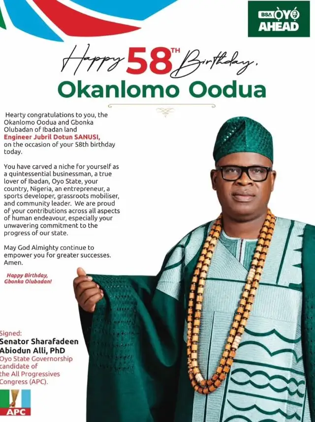 ALLI CELEBRATES DOTUN SANUSI AT 58, HAILS CONTRIBUTIONS TO IBADANLAND